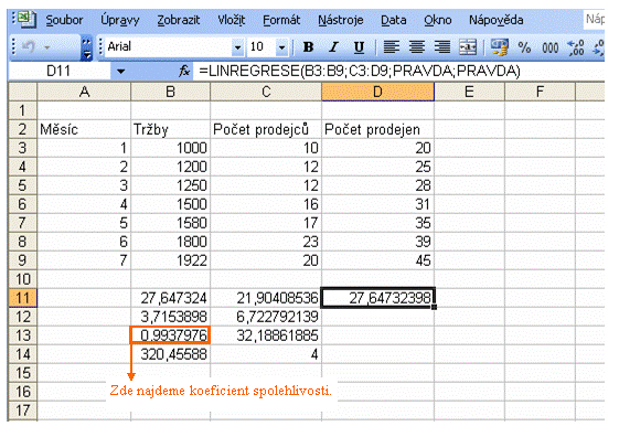 Excel - linregrese