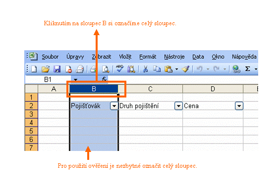 Excel ověření vkládaných dat