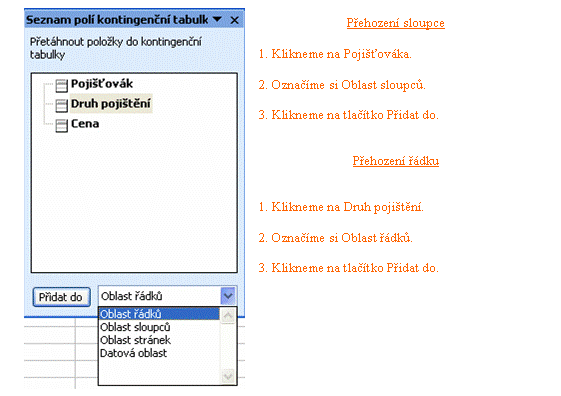 Excel kontingenční tabulka