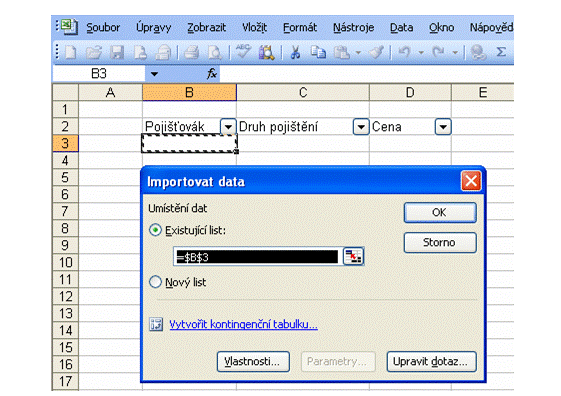 Excel query načítání dat